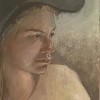 Blue Hat £258
30x40cm pastel on paper