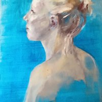 Study on blue  £250
30x40cm oil on canvas sheet