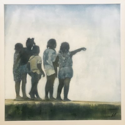 Seeing Is Believing 50x50cm £765
oil, cyanotype, mixed media on canvas . Framed