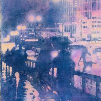 Commute (purple) £1,750
cyanotype, mixed media, stretched canvas framed
 115cmx87cm